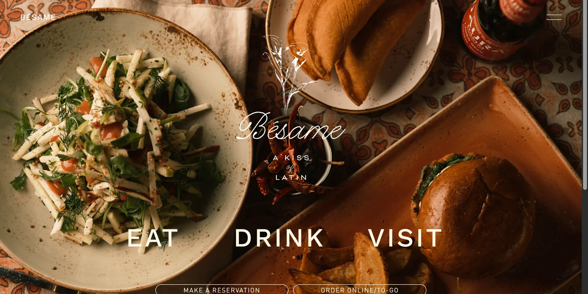 Bésame restaurant website