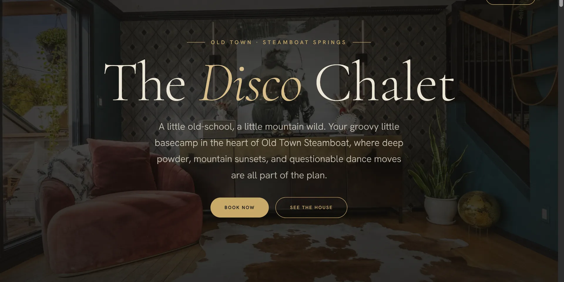 The Disco Chalet vacation rental website